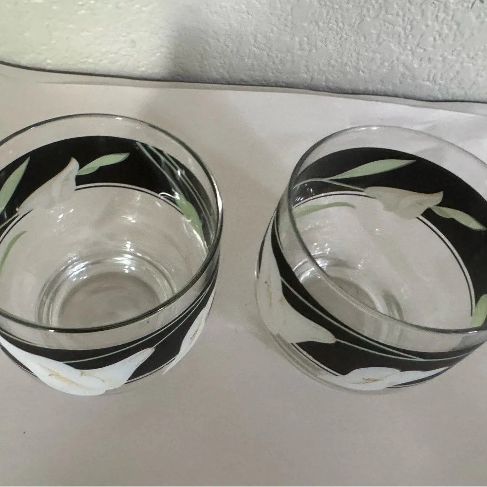 Set of TWO Sango Black Lillies Quadrille Tumblers